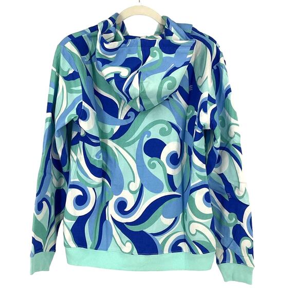 Hill House The Allie Zip-Up Hoodie Ocean Kaleidoscope Blue Size Large - Picture 3 of 10